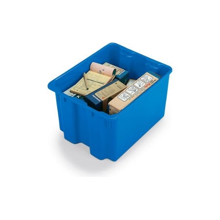 Storage Tote, 19-1/2 in L x 13 in W x 12-3/8 in H, Blue, Polyethylene, 5 PK